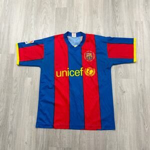 Vintage Blue and Red Men's Jersey with Yellow Accents